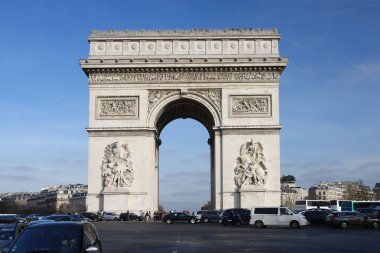 Paris, ünlü arc de triumph akşam, Fransa