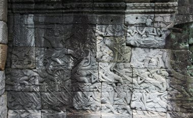 Bas relief in Bayon, Angkor. Siem Reap. Cambodia clipart