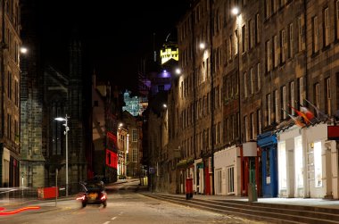 gece eski bir kasaba. Edinburgh. İskoçya. İngiltere.