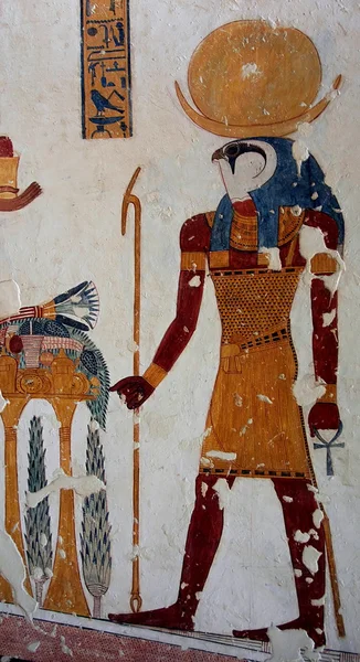 Egypt.Luxor. Údolí králů nástěnné malby — Stock fotografie