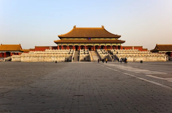 Die drei großen Hallen. Verbotene Stadt in Peking, China — Stockfoto
