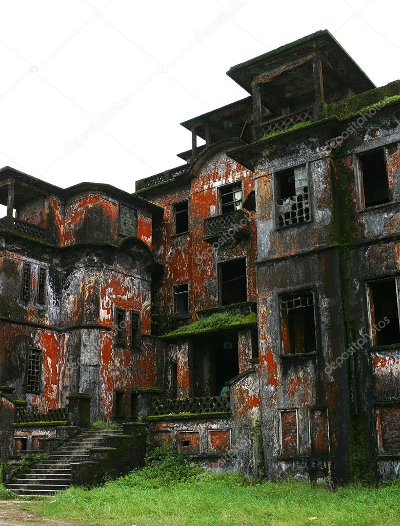 Abandoned hotel. Bokor Hill station near the town of Kampot. Cambodia.