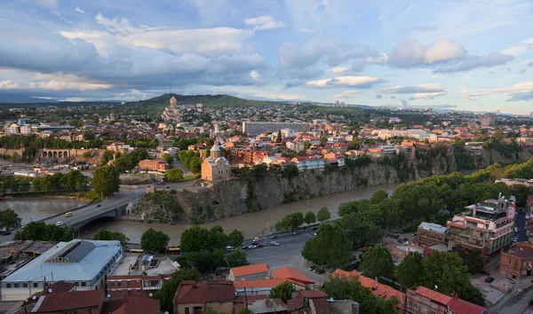 Ptačí oko zobrazit panorama. Tbilisi. Gruzie. — Stock fotografie