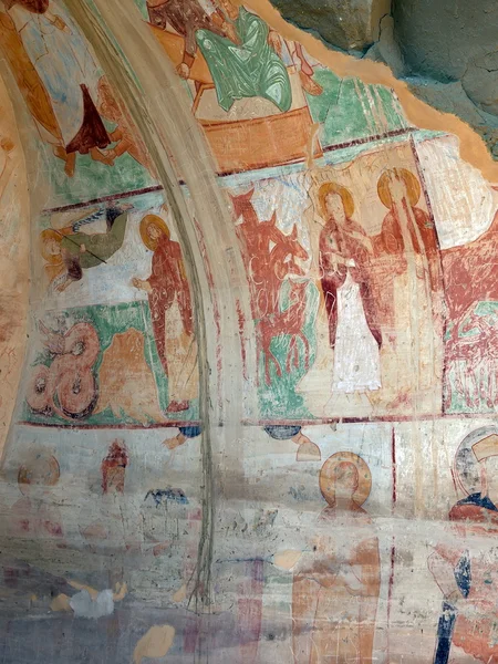Wandmalereien im Höhlenrefektorium. david gareja kloster. Kachetien. Georgien. — Stockfoto