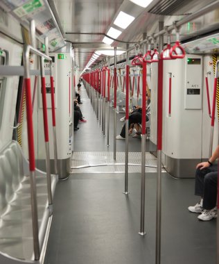 Interior of Subway (Mass Transit Railway) train. Hong Kong. clipart