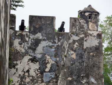 External walls and old canons. Monte fort. Macau. China clipart