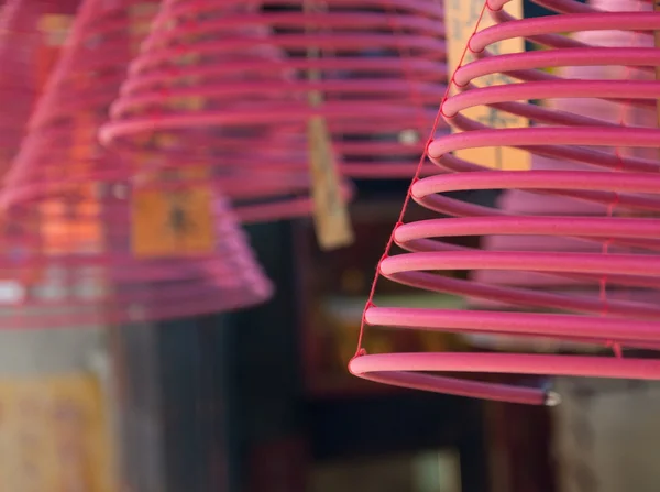 Spiral incense sticks burning in Kwun Yam Temple. Hong Kong. — Stock Photo, Image
