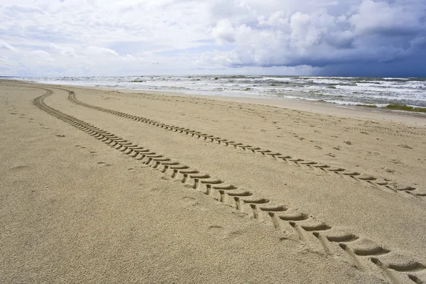 Auto sporen in het zand — Stockfoto