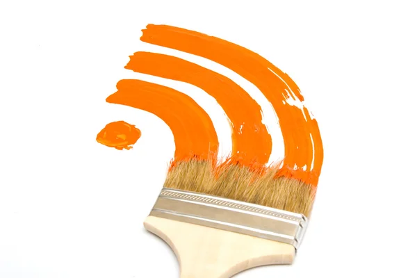 Разрисованный логотип RSS ленты — стоковое фото