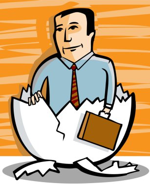 Businessman come out of an egg clipart
