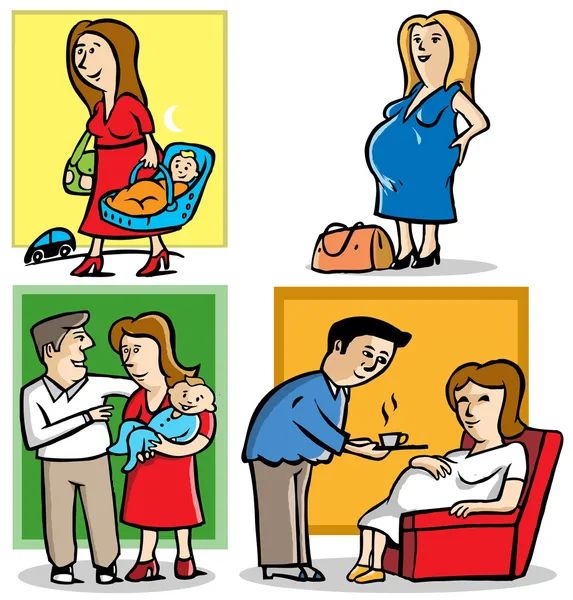 stock vector Pregnant woman and her baby