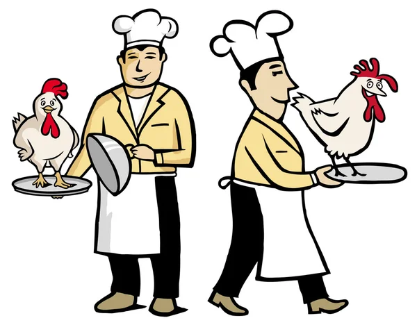 Stock vector Chef holding a chicken