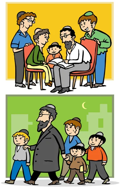 犹太正统家庭 — 图库矢量图片