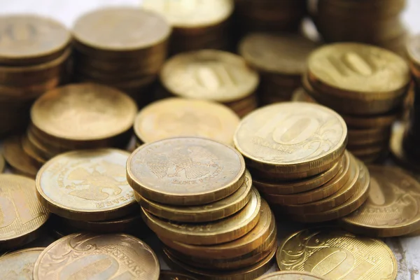 Ten roubles coins background — Stock Photo, Image