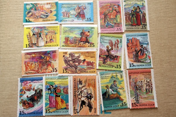 一套的邮票上假期各共和国的独联体，1991 — 图库照片