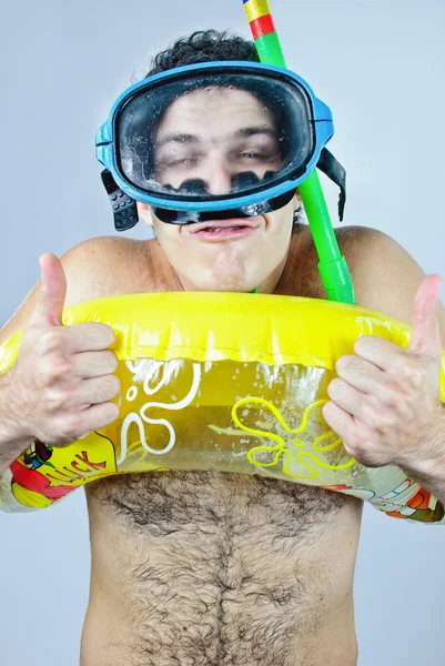 Retrato do mergulhador de pele da praia. estúdio — Fotografia de Stock