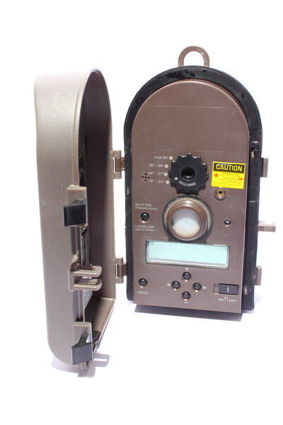 Isolated wildlife camera used for hunting, hiking, and ecology.