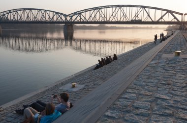 torun, Polonya, vistula Nehri üzerinde köprü