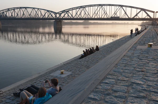 Torun in Poland, the bridge over the Vistula river — Stock Photo, Image