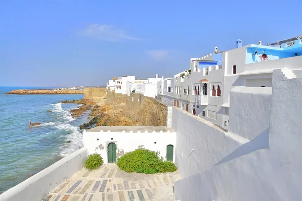 stock image Beautiful houses on the coast in Asilah, Morocco