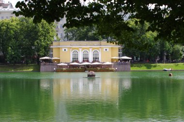 Patriarshi ponds and outdoor cafe in Moscow clipart