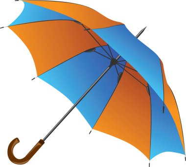 Blue-orange umbrella isolated on white background clipart