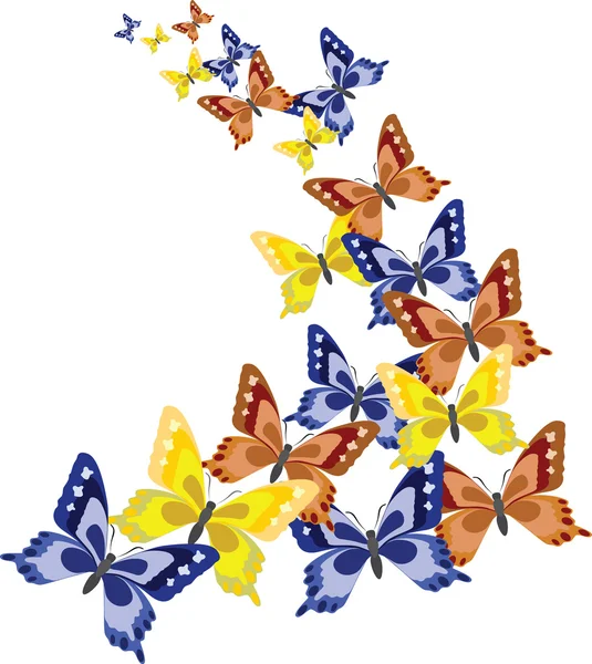Hintergrund mit bunten Schmetterlingen — Stockvektor