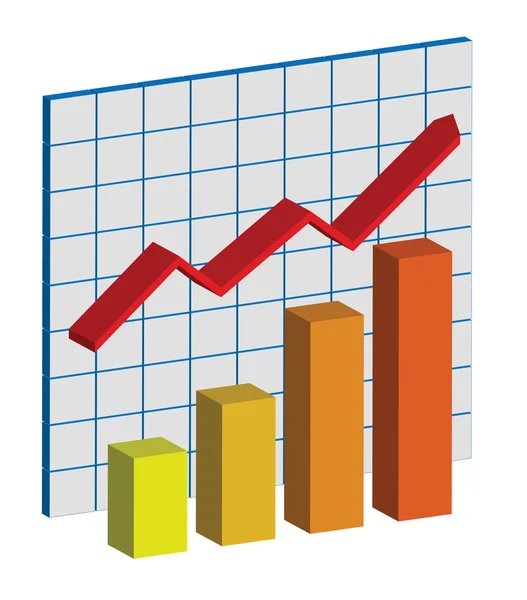 stock vector Business Growth graph with Red Arrow