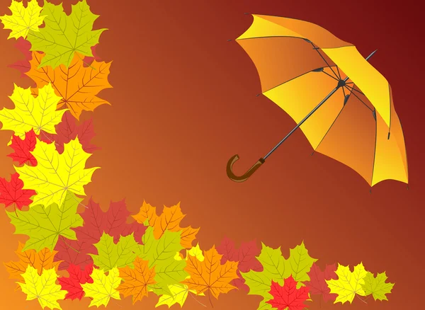 Herbst Hintergrund mit Regenschirm — Stockvektor