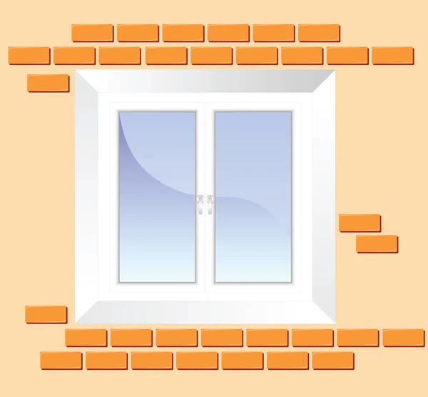 Fenster und Ziegelmauer sauber — Stockvektor
