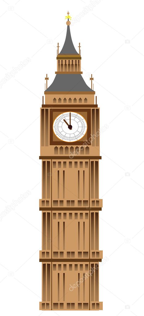 Big Ben tower illustration isolated