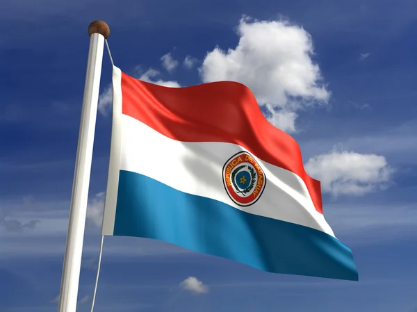 Прапор Парагваю (з відсічним контуром) — стокове фото