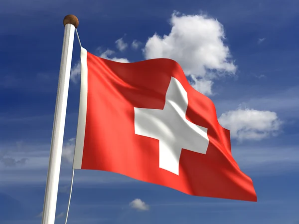 Schweizer Flagge (mit Clipping-Pfad) — Stockfoto