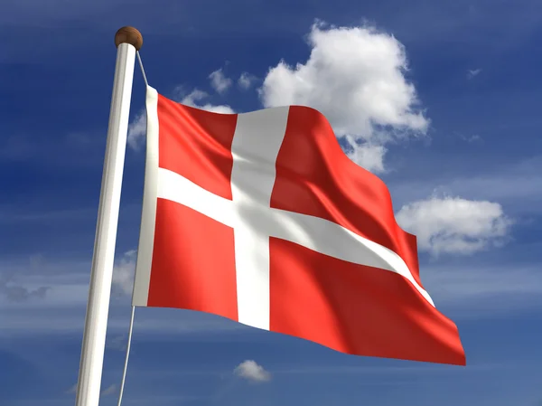Bandeira da Dinamarca (com caminho de recorte ) — Fotografia de Stock