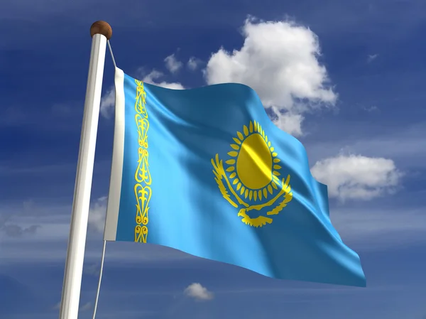 Bandeira do Cazaquistão (com caminho de recorte ) — Fotografia de Stock