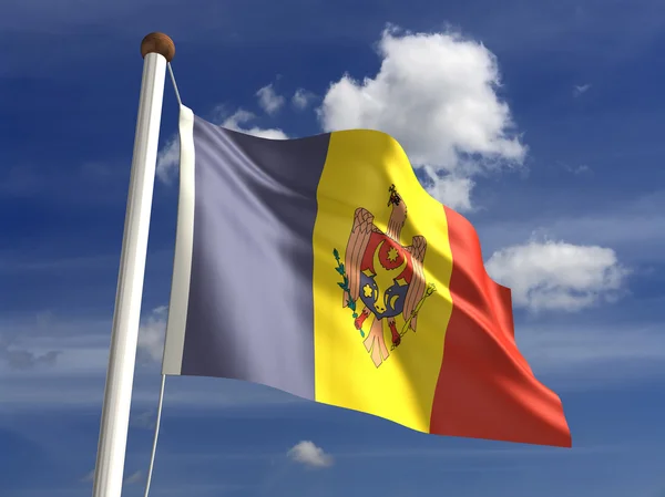 Bandeira da Moldávia (com caminho de recorte ) — Fotografia de Stock