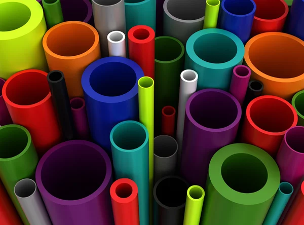Kolorowe rury z tworzyw sztucznych — Zdjęcie stockowe