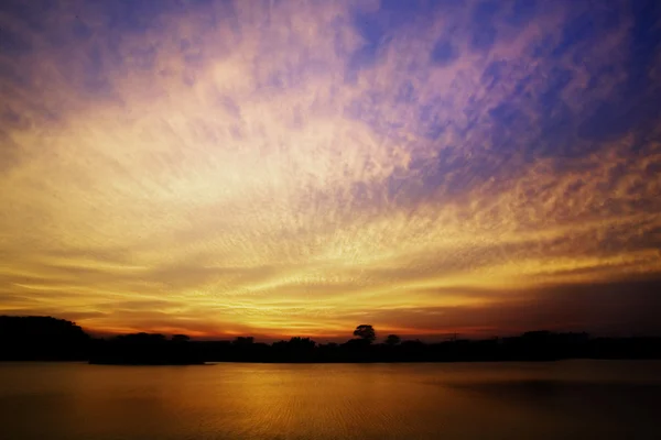 stock image Sunset of golf lake