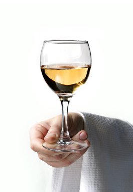 Hand holding glass of wine clipart