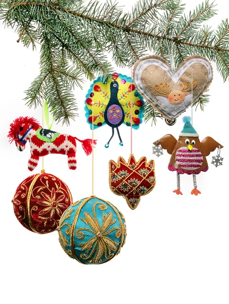 Vintage Noel oyuncaklar köknar ağacı dalı