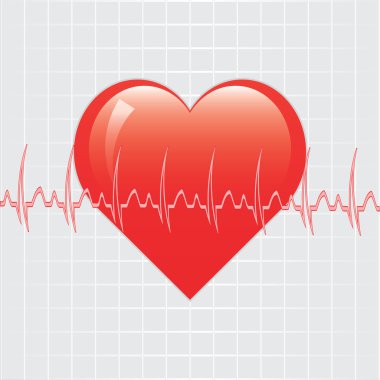 Heart with ekg on texture clipart