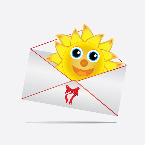 Enveloppe whit soleil — Image vectorielle