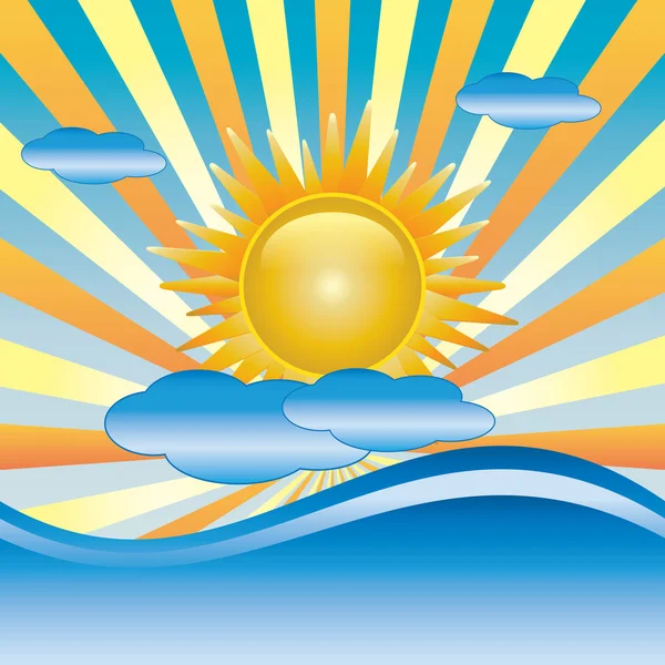 Сонце з хмарним вектором — стоковий вектор