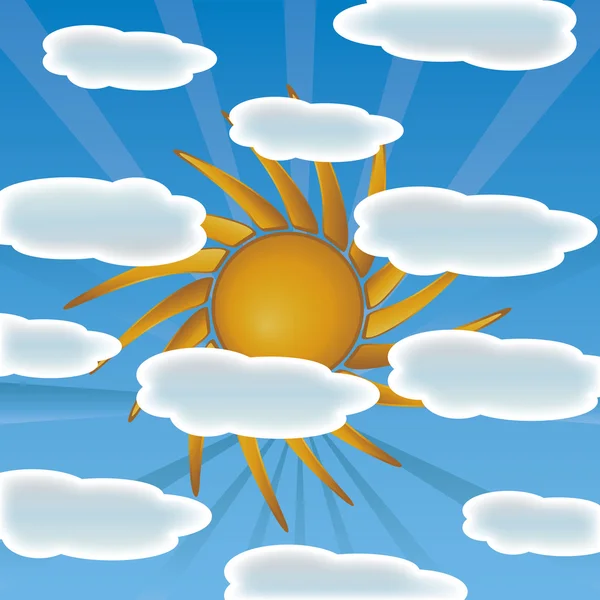 Slunce s mraky vektor — Stockový vektor