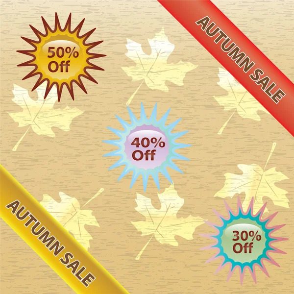 Brauner und goldener Herbstverkauf auf weißem Hintergrund. — Stockvektor