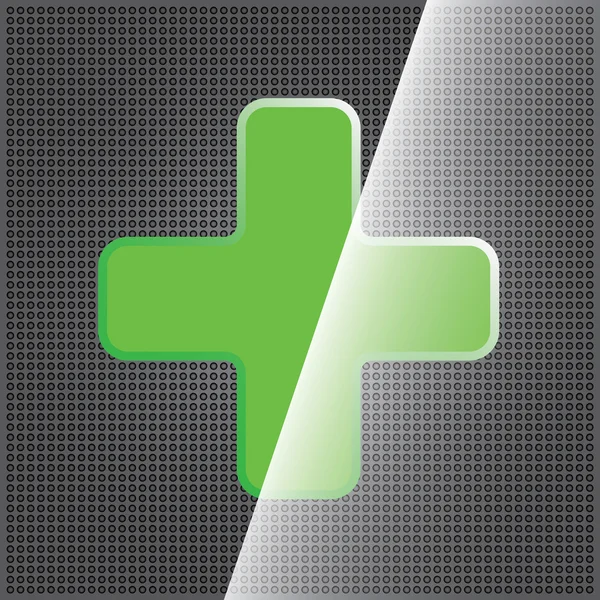 Croce verde icona pulita — Vettoriale Stock