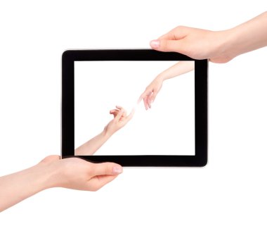 Hand Holding Digital Tablet clipart