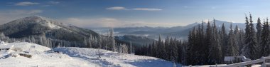 Winter mountain landscape clipart