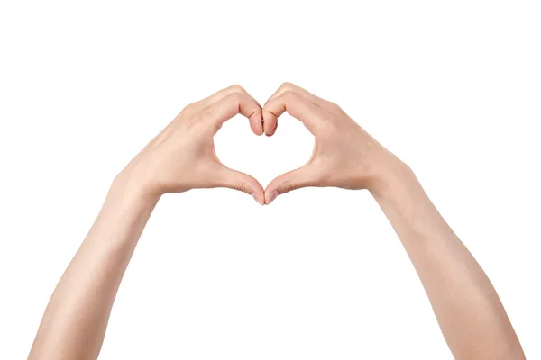 Forma de coração feito de duas belas palmas — Fotografia de Stock
