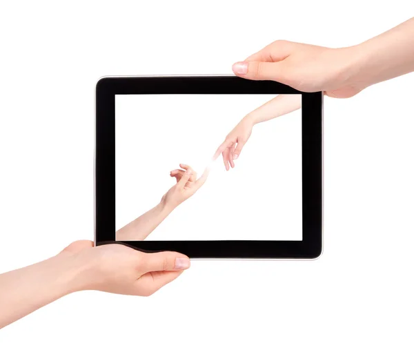 Ruka držící digitálním tabletu — Stock fotografie